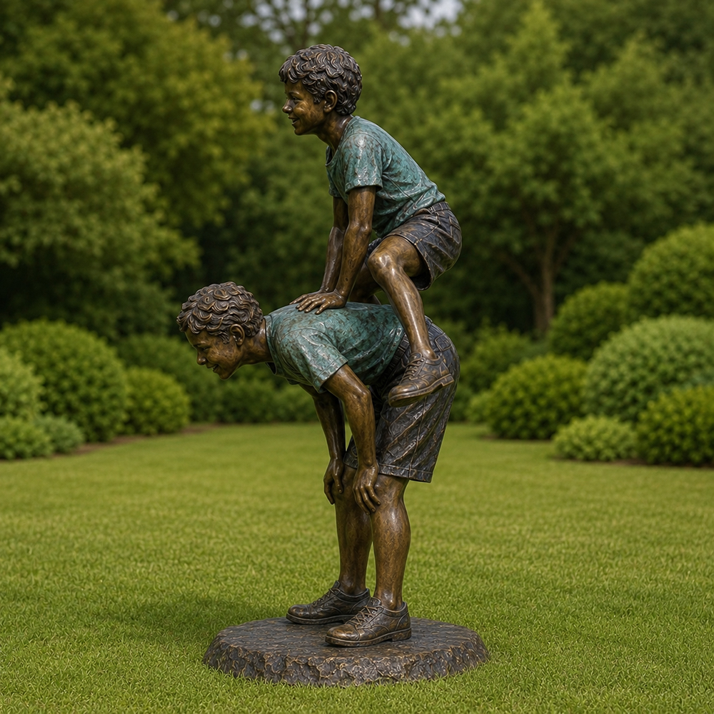 Kids Playing Leapfrog Statue (3)