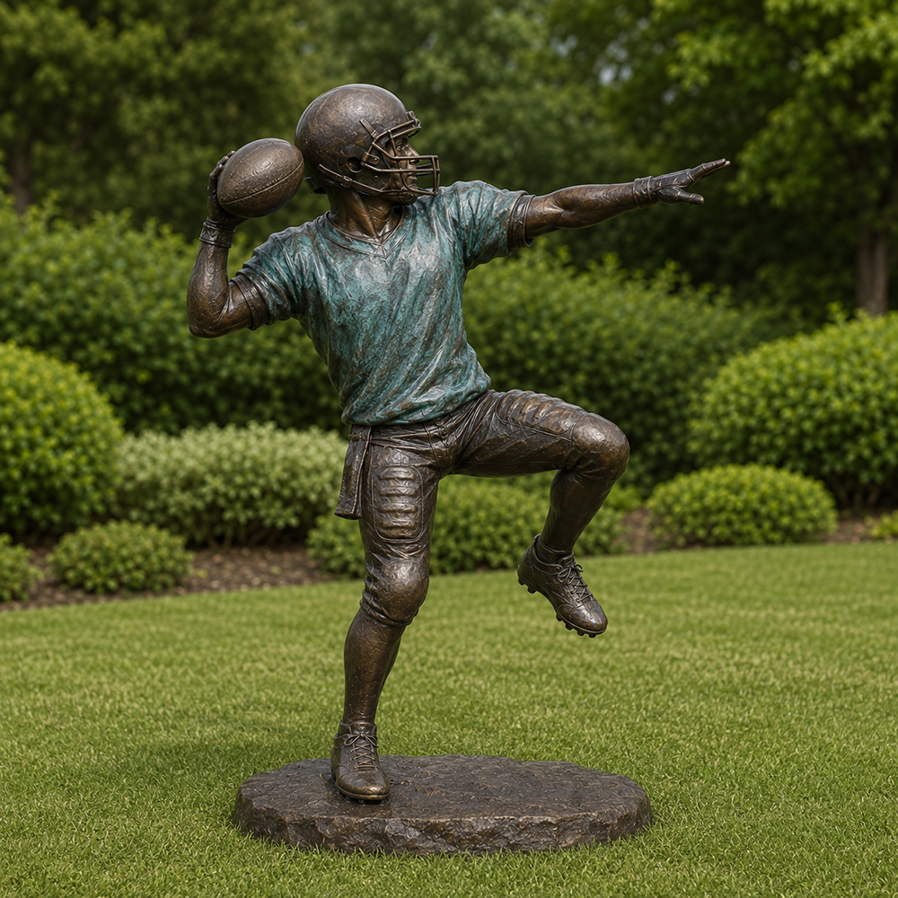 Large Bronze Quarterback Statue