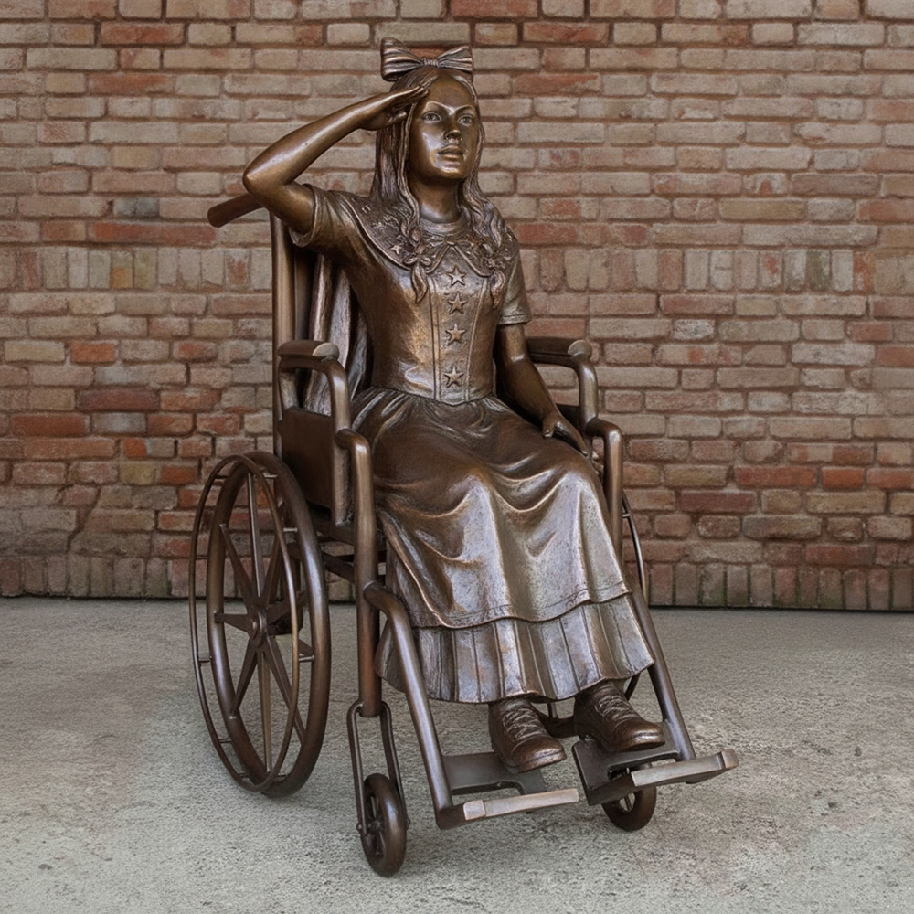 Patriotic Girl in Wheelchair Statue