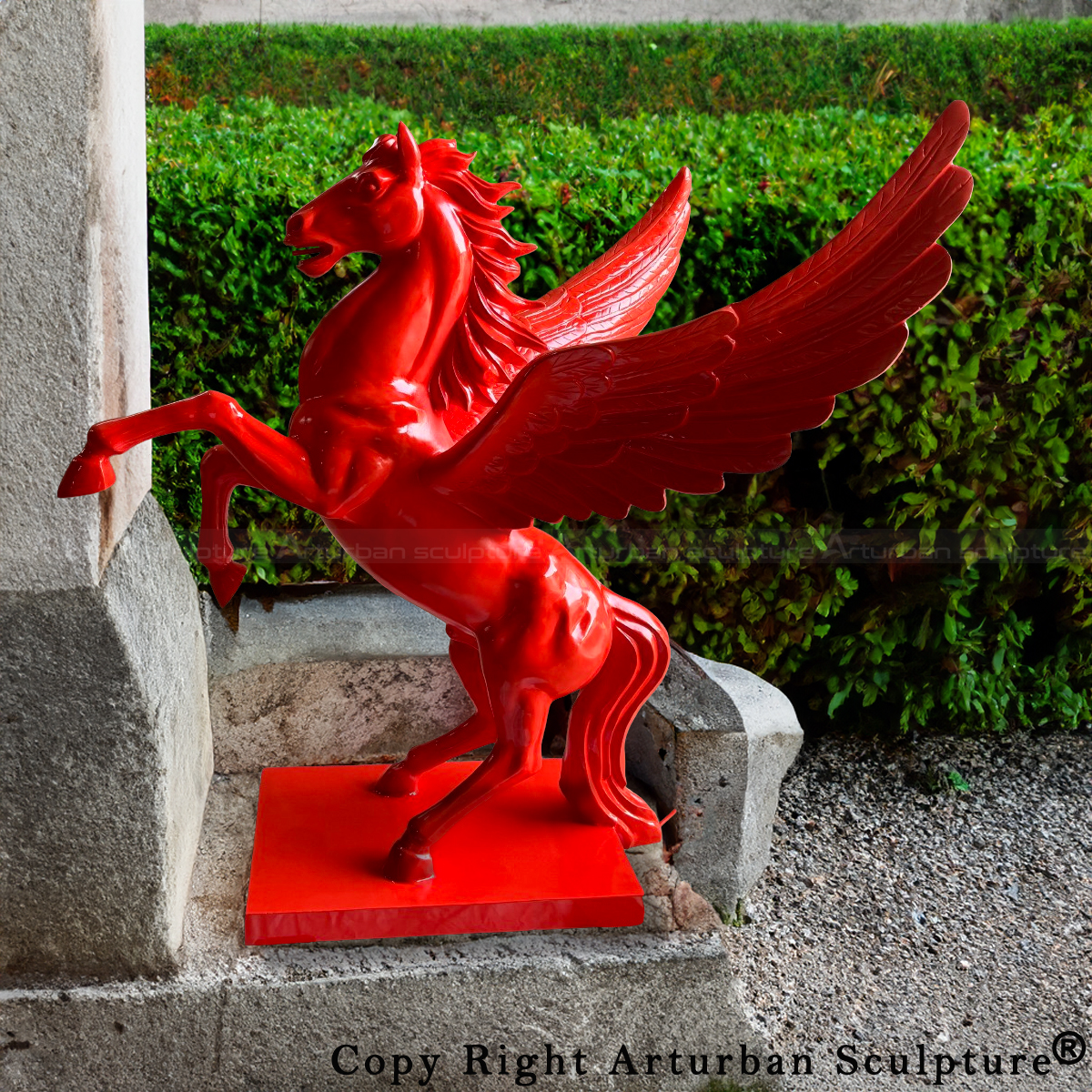 Red Pegasus Statue