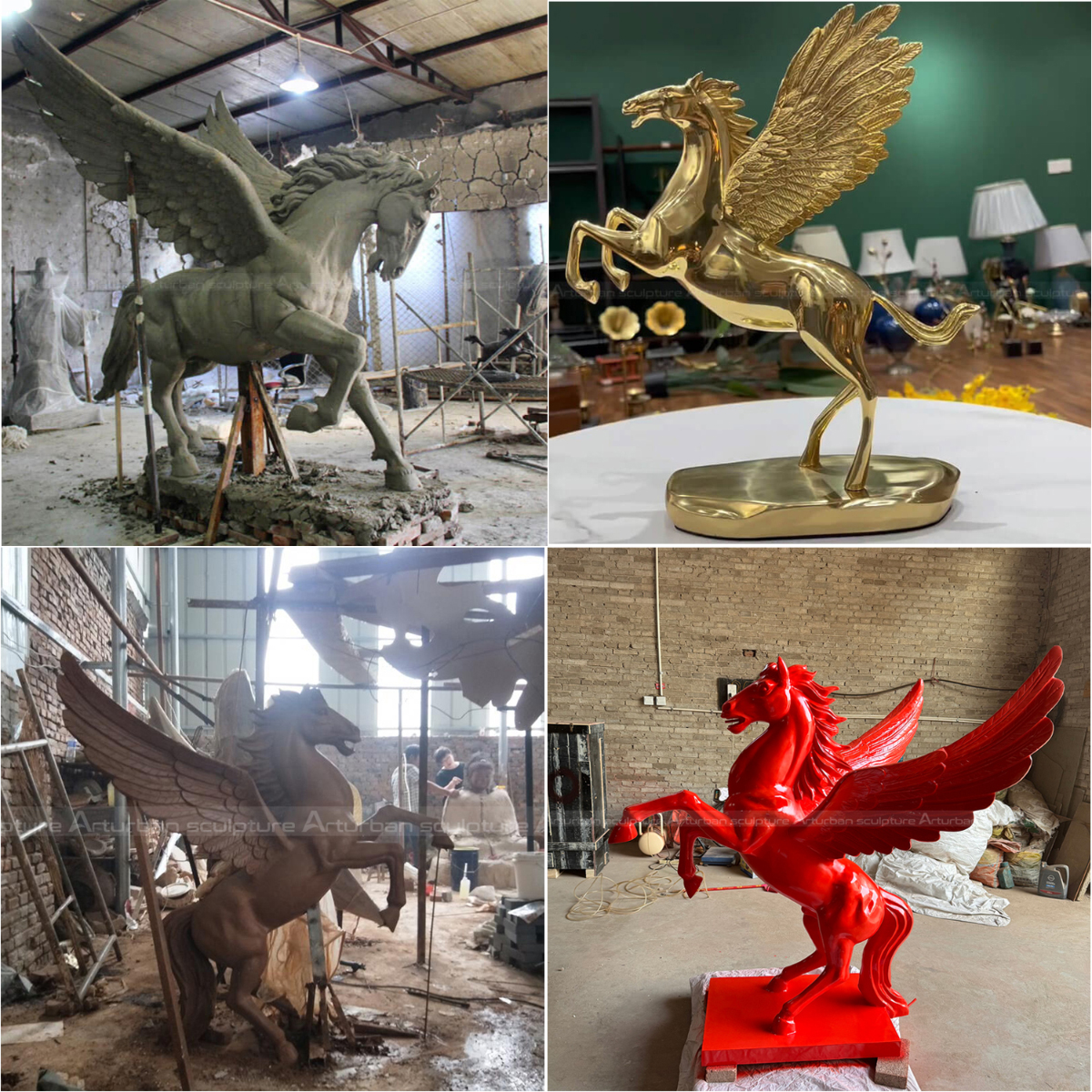 Red Pegasus Statue