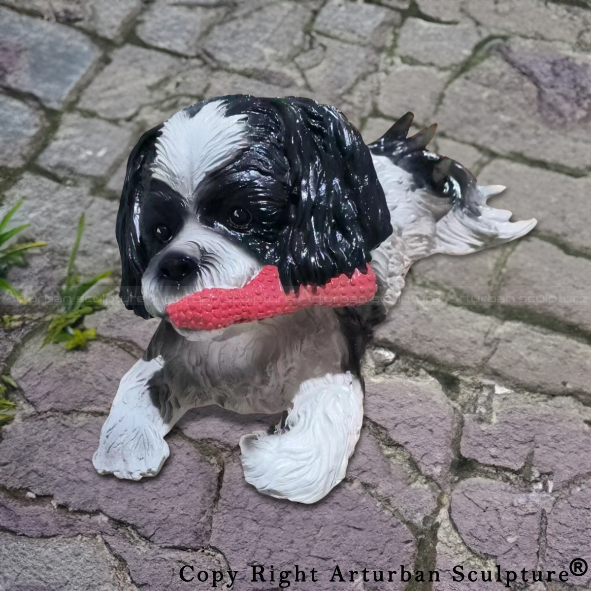 Black and White Shih Tzu Statue