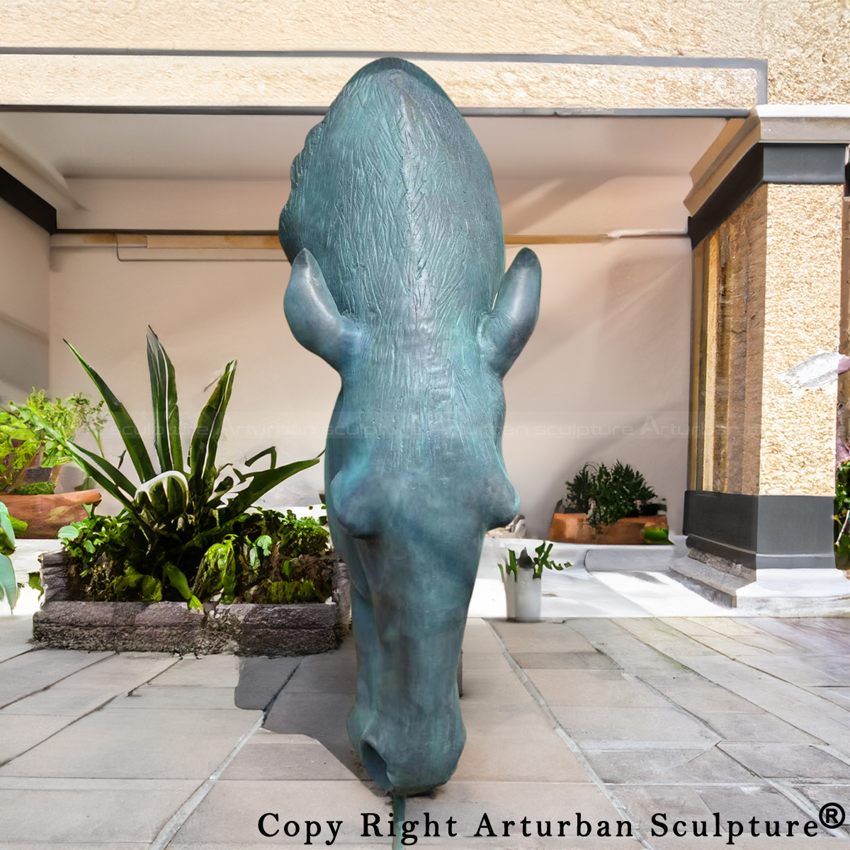Drinking Horse Sculpture