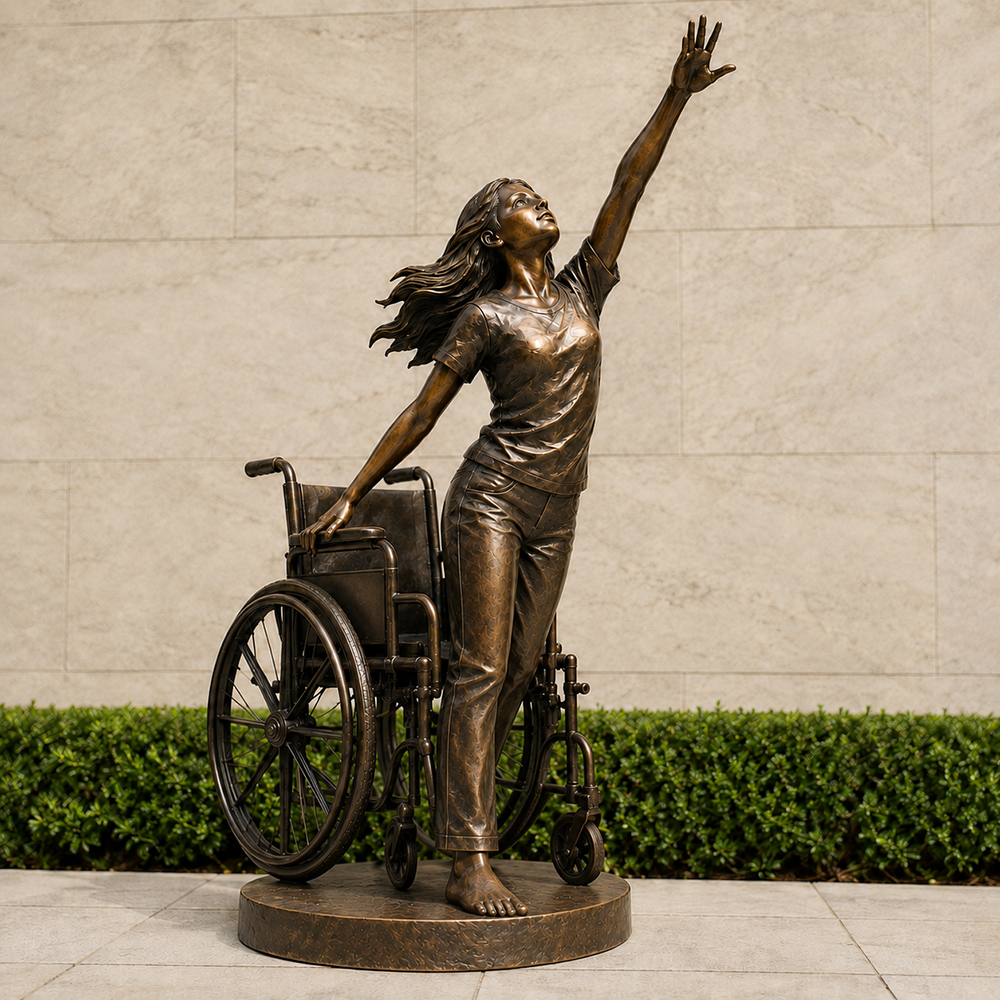 bronze Girl up on Wheelchair Statue