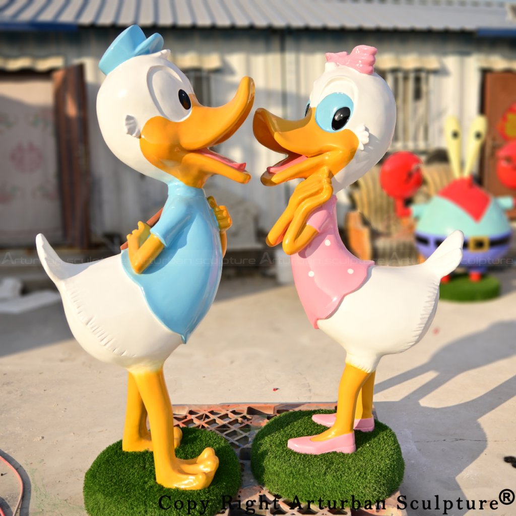 fiberglass Donald Duck and daisy duck Statues