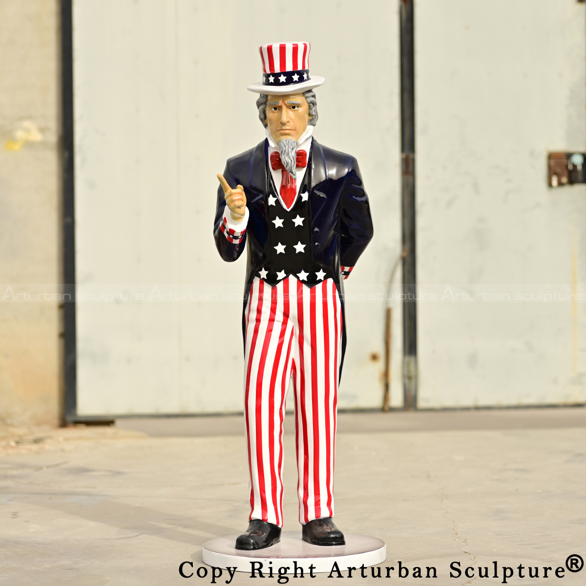 fiberglass Uncle Sam Statue with pointing index finger