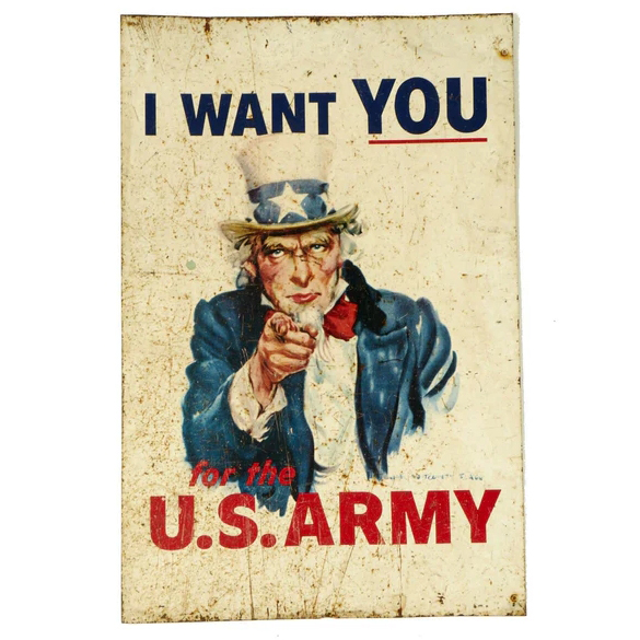 Original U.S. WWII Uncle Sam I WANT YOU Army Recruiting Double Sided Steel Sign