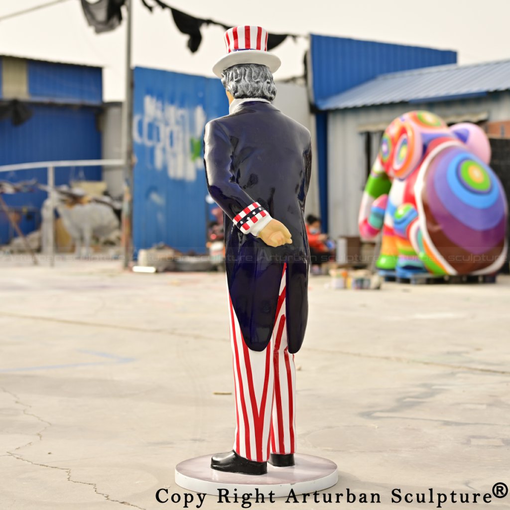rear view of fiberglass Uncle Sam garden Statue