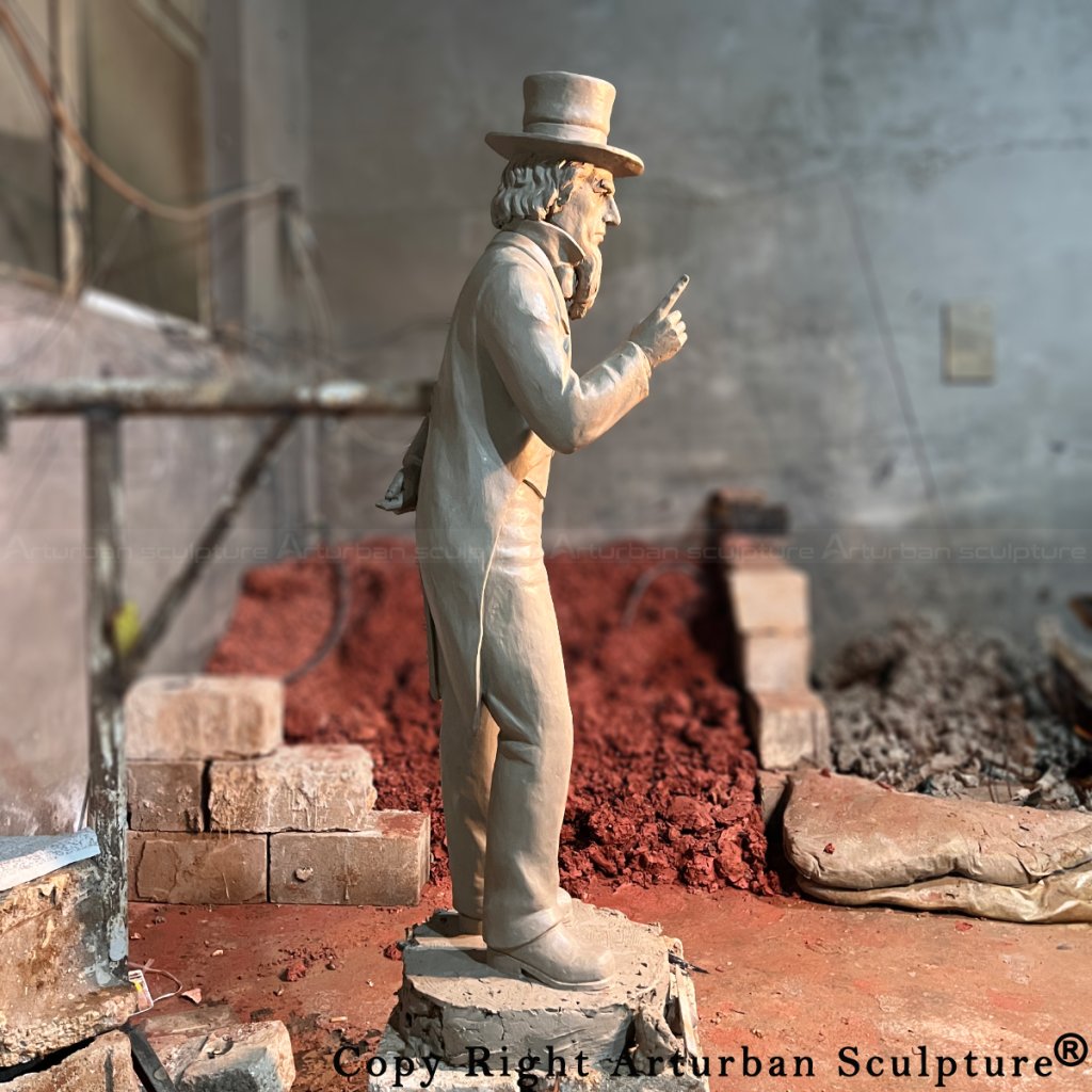 clay mold of Uncle Sam Statue with pointing index finger