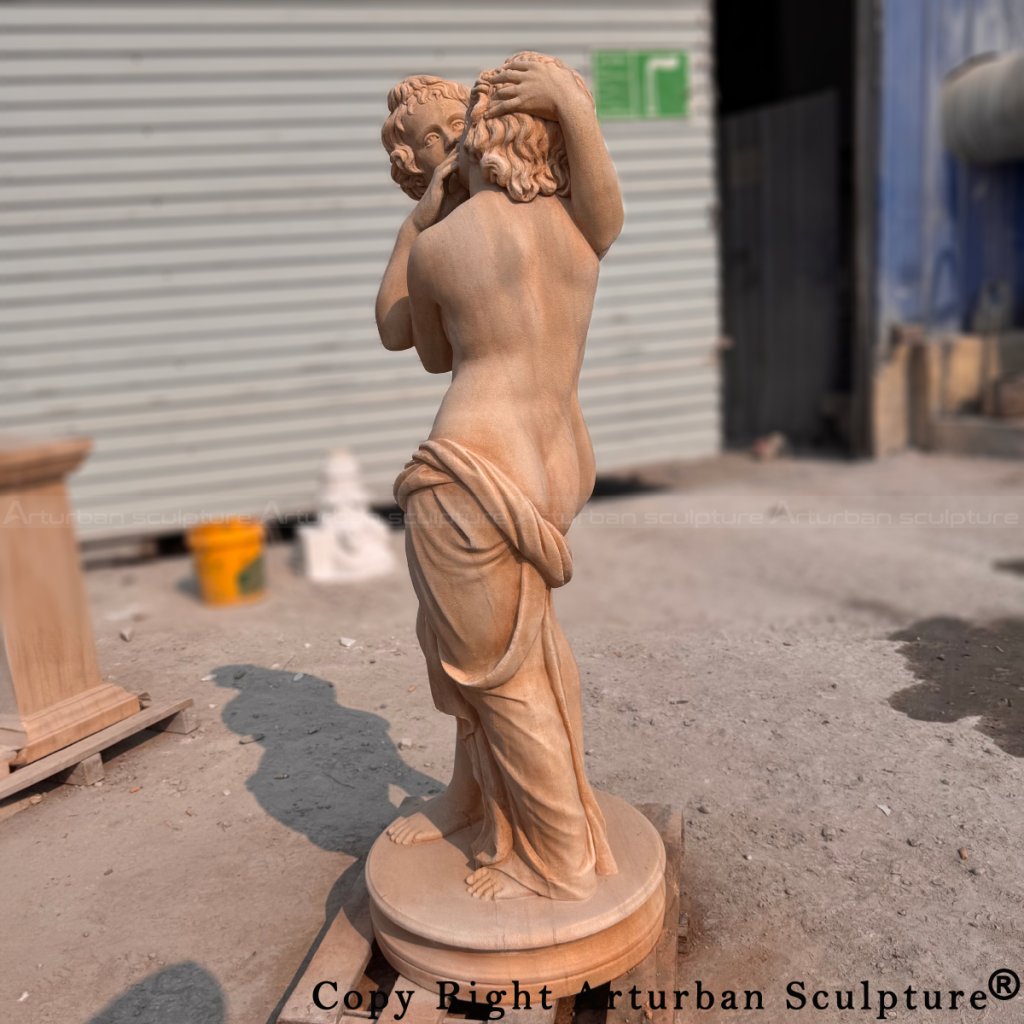 side view of marbel Cupid with Psyche Sculpture