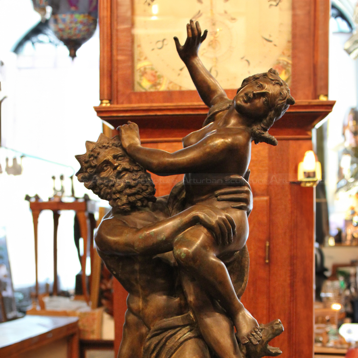 Close-up of Persephone abducting Hades statue