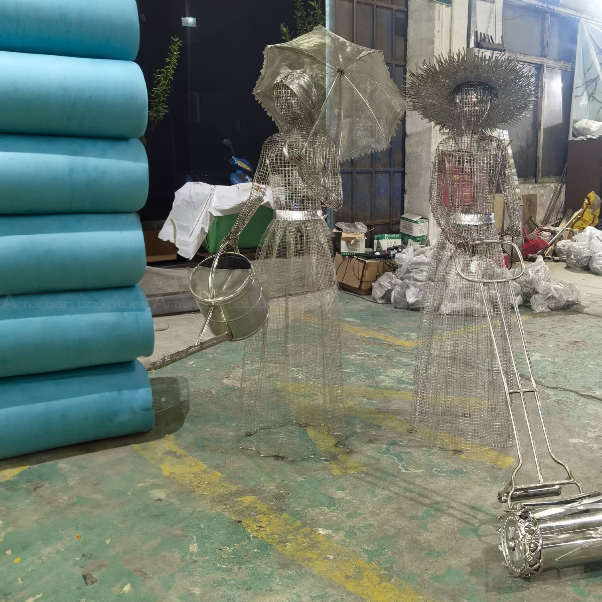 Figurative Wire Sculpture of two women