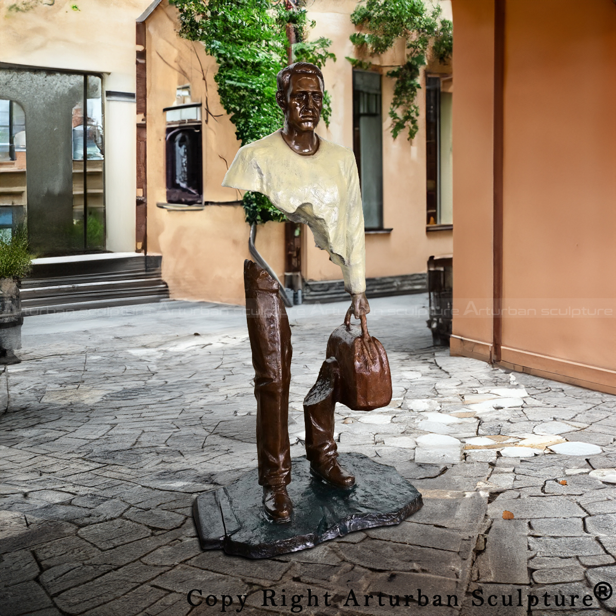 Statue Man with Suitcase