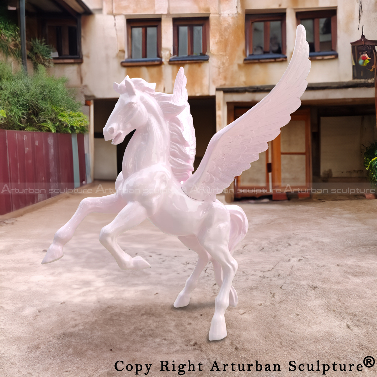 Rearing Pegasus Statue