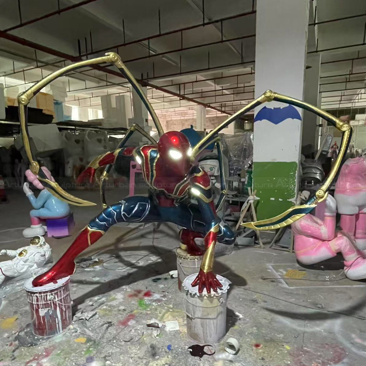 Spider Man Advanced Suit Statue showing mechanical spider claws extending from the back