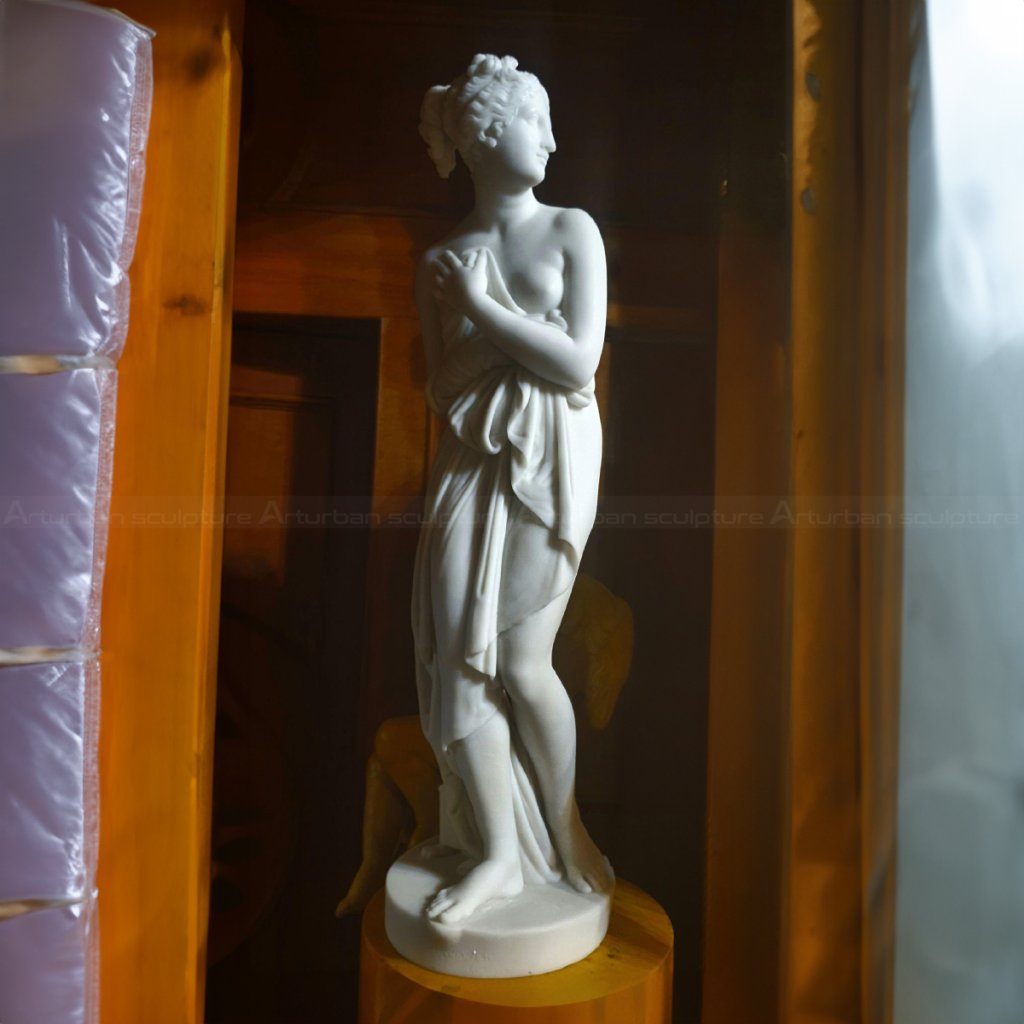 bathing venus nude marble statue