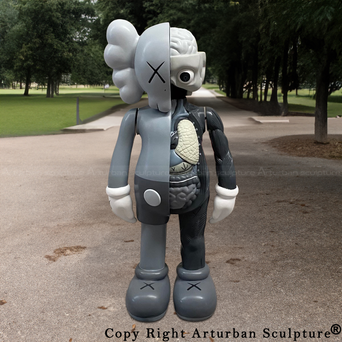 fiberglass Kaws half Dissected Statue