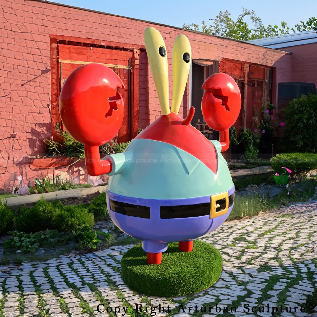 fiberglass Spongebob Mr Krabs yard decoration