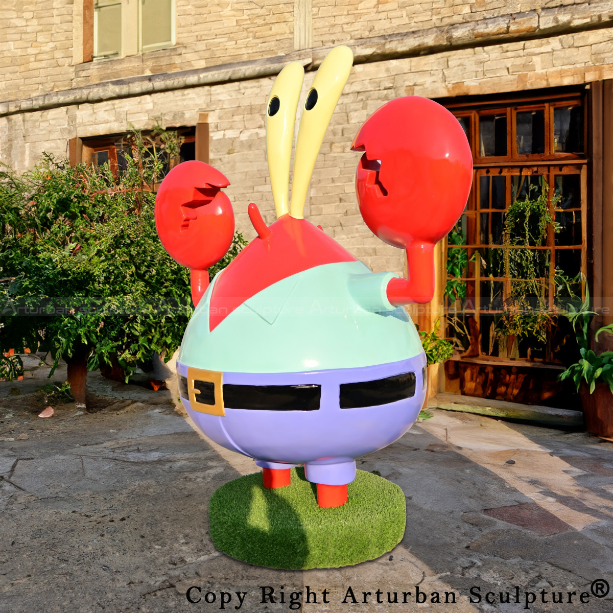 standing Mr Krabs with with open red claws Resin Statue