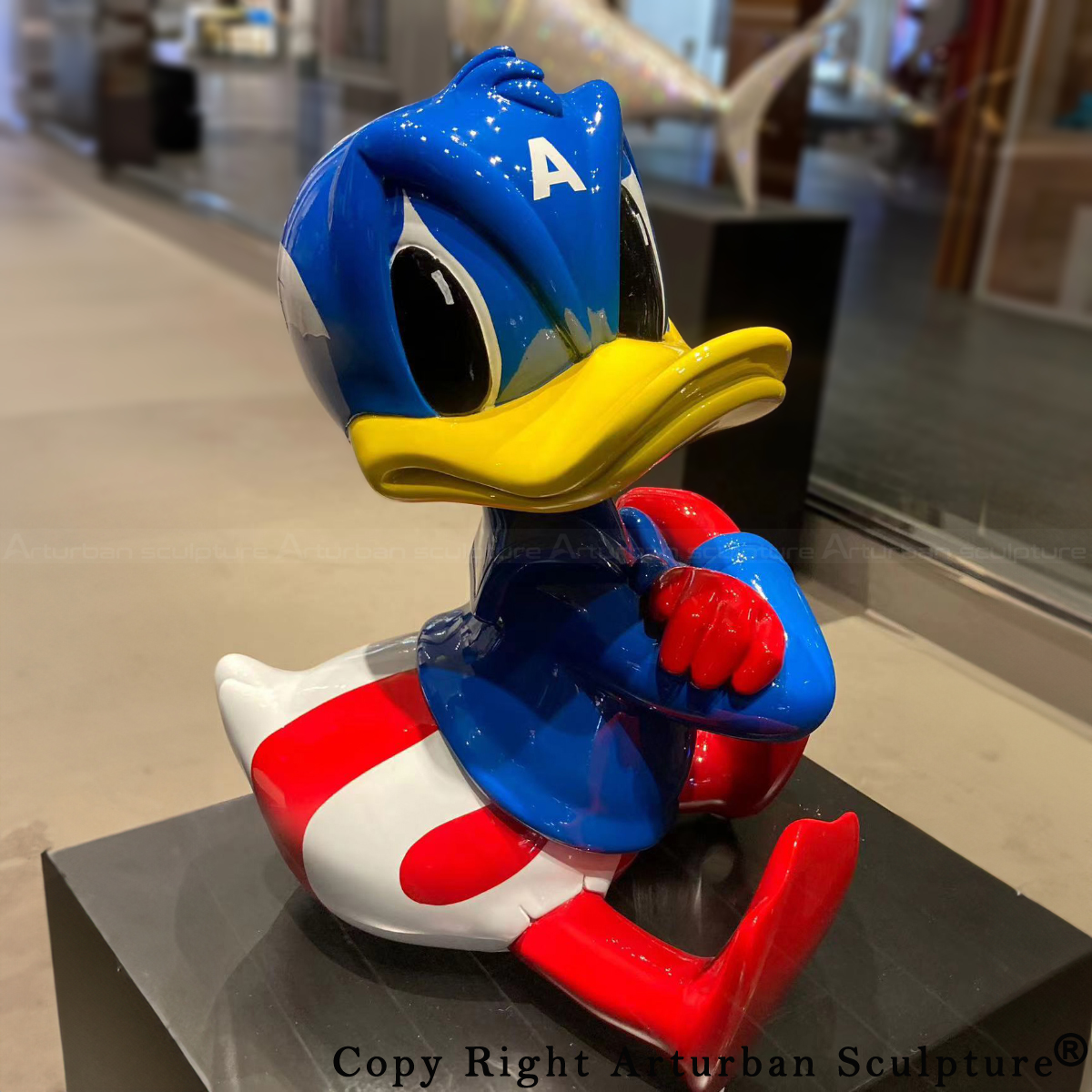 Donald Duck dressed as Captain America fiberglass Ornament