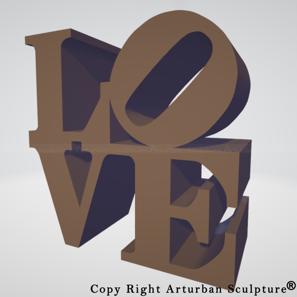 3D design of Famous LOVE Sculpture right side view