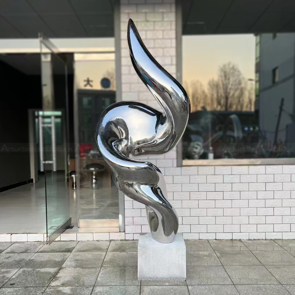 polished stainless steel Garden Modern abstract Statues