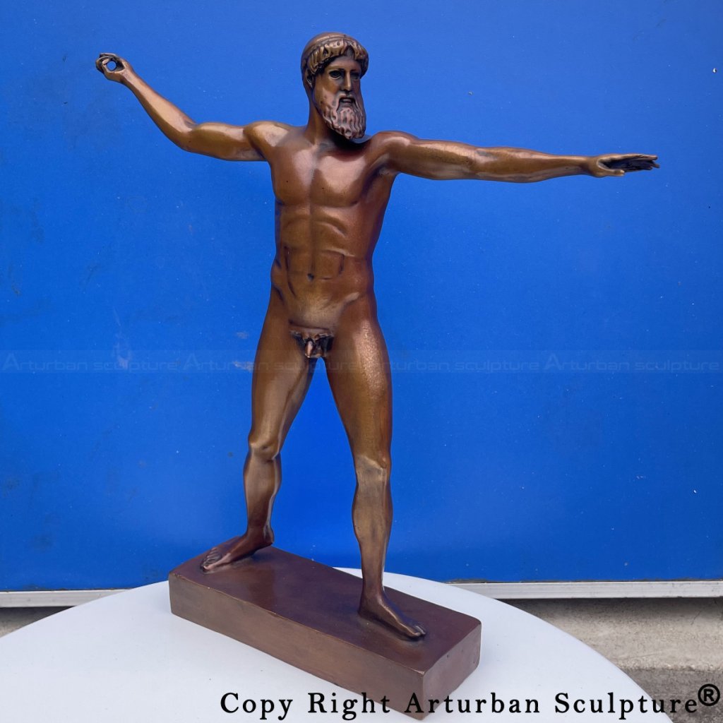Artemision Bronze Zeus or Poseidon showing a nude male god figure with arms extended