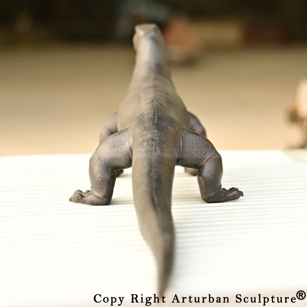 Rear view of Komodo Dragon Figure bronze statue