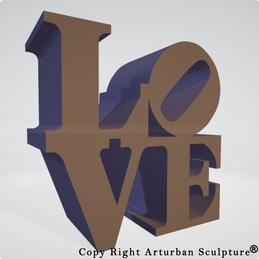 3D design of Famous LOVE Sculpture left-side view