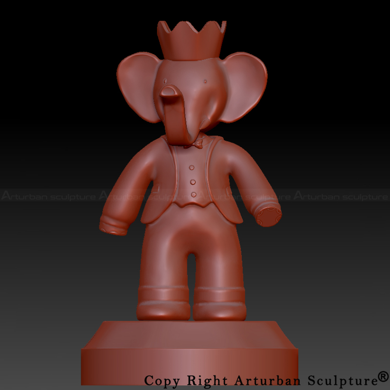 3D design of Vincent Faudemer Babolex statue front view