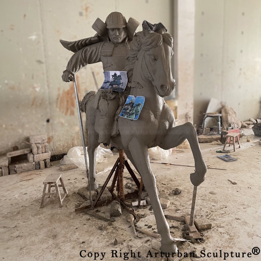 clay mold of Japanese Samurai Statue