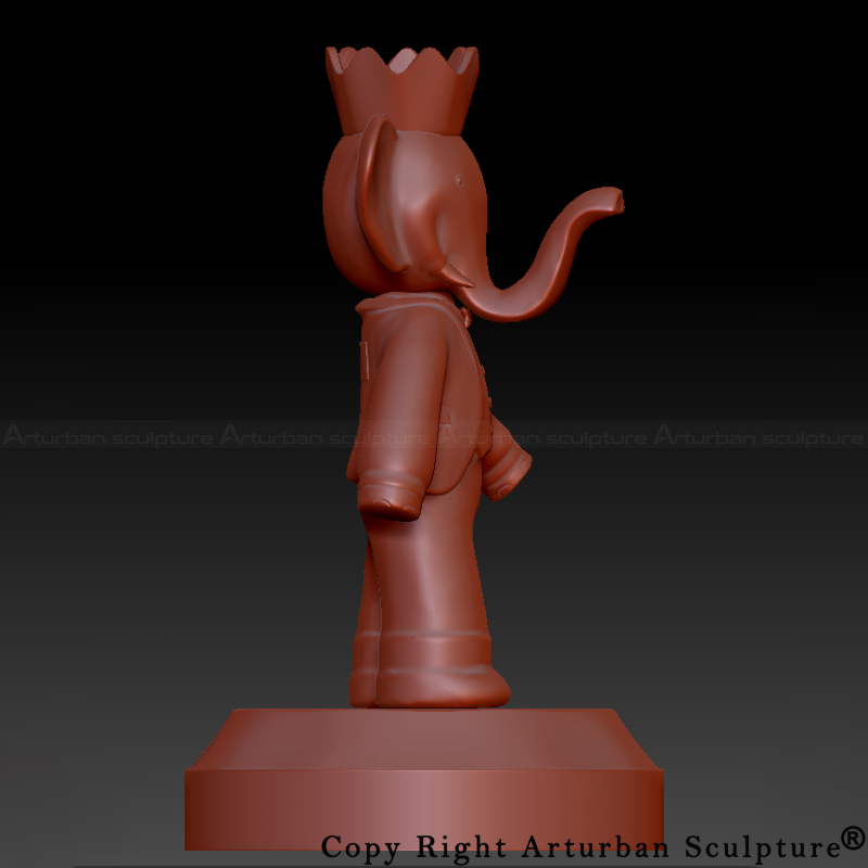 side view of 3D design of Vincent Faudemer Babolex statue