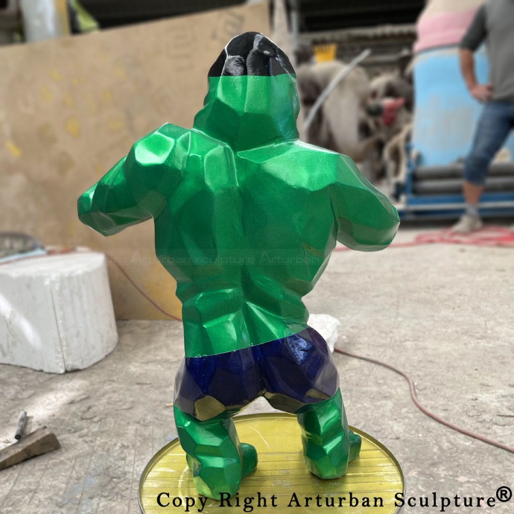 Side view of a green Hulk King Kong statue