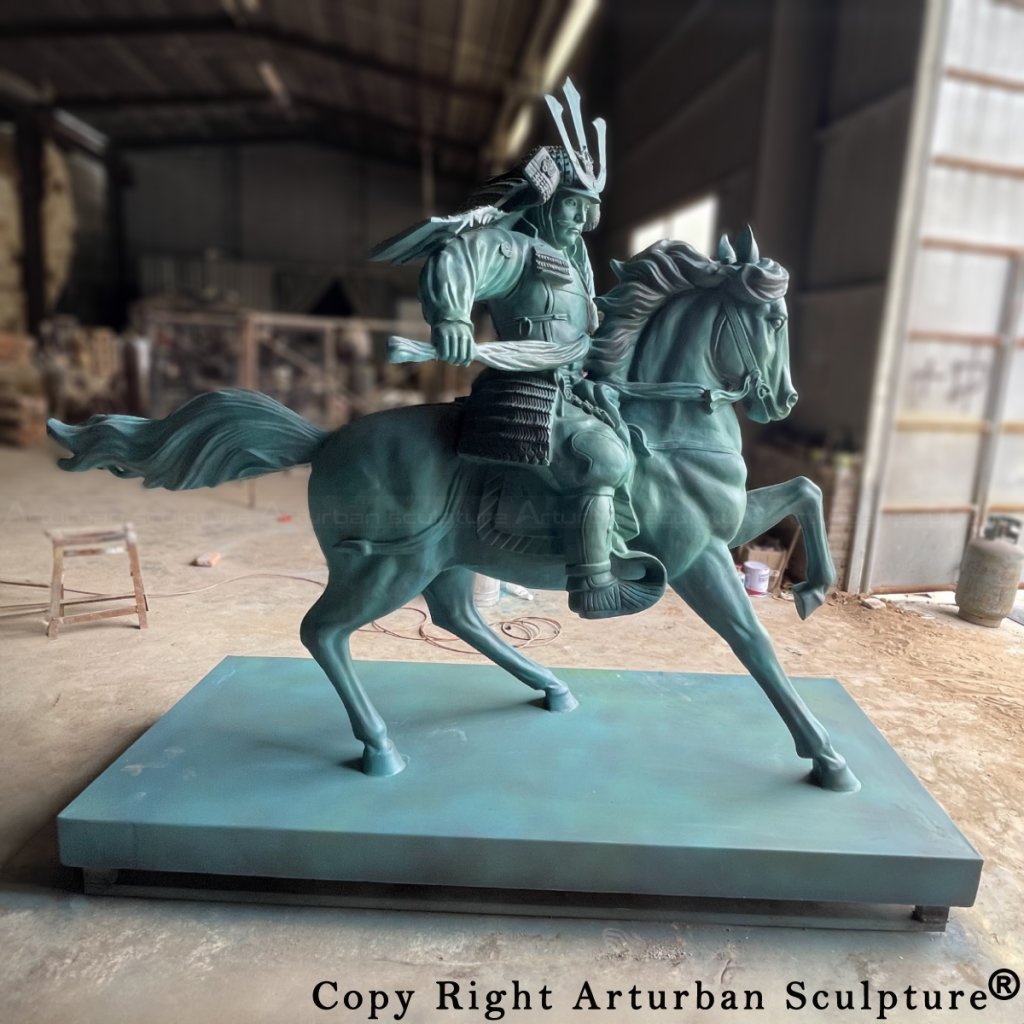side view of Japanese Samurai Statue