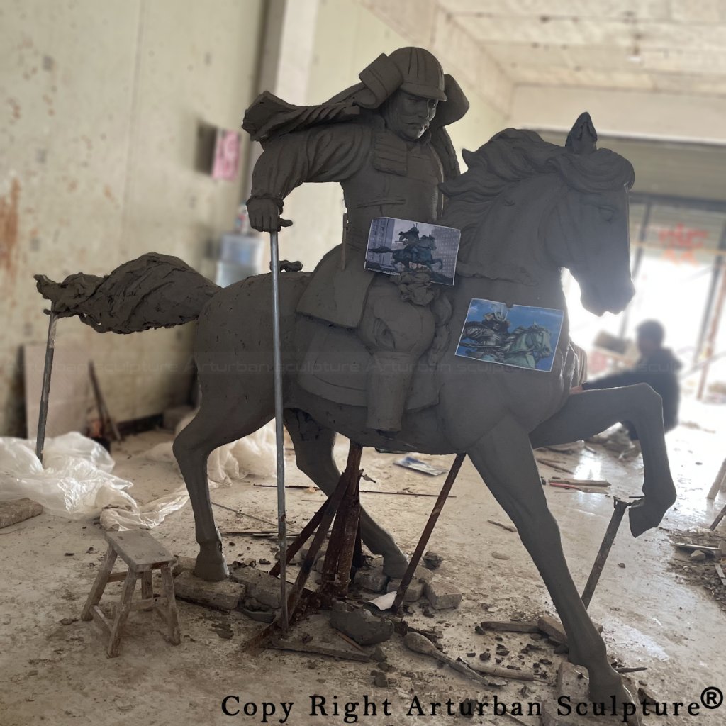 clay mold of Japanese Samurai Statue