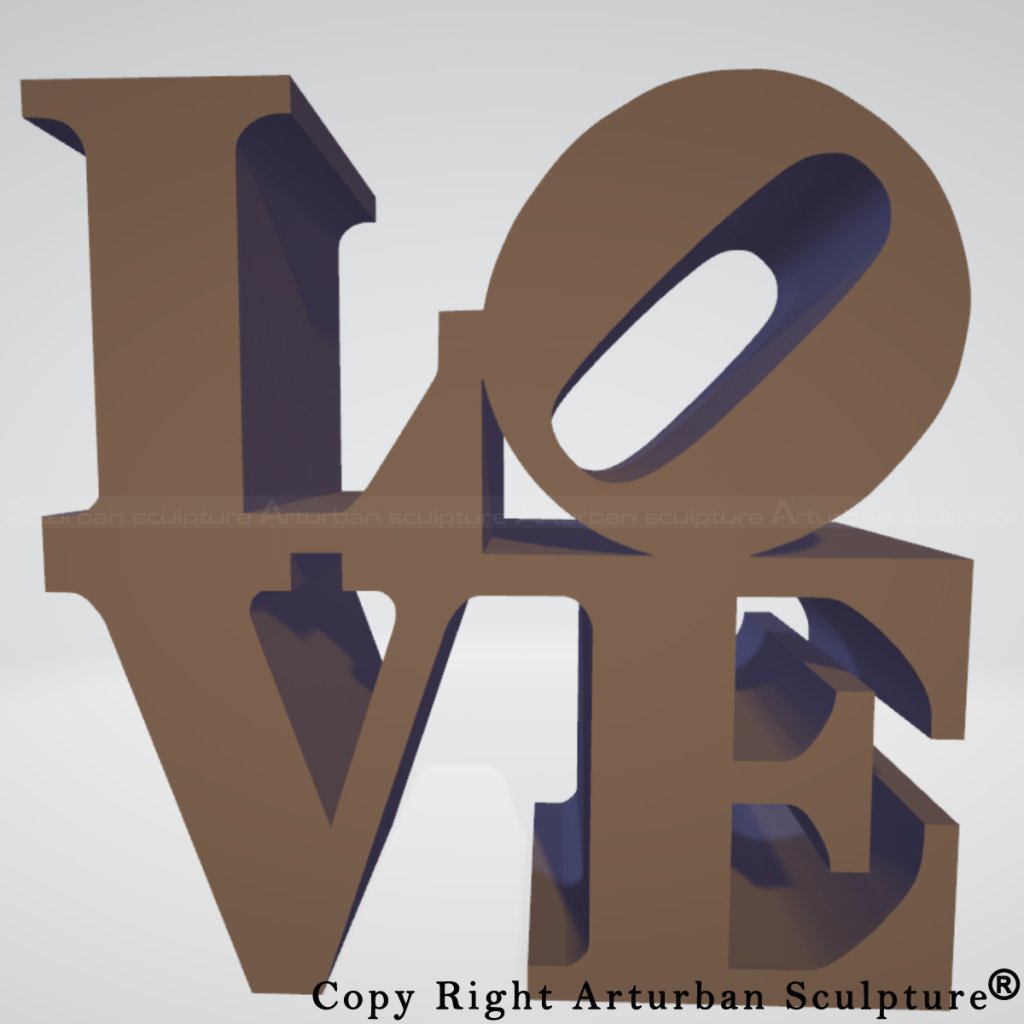 front view of 3D design of Famous LOVE Sculpture statue