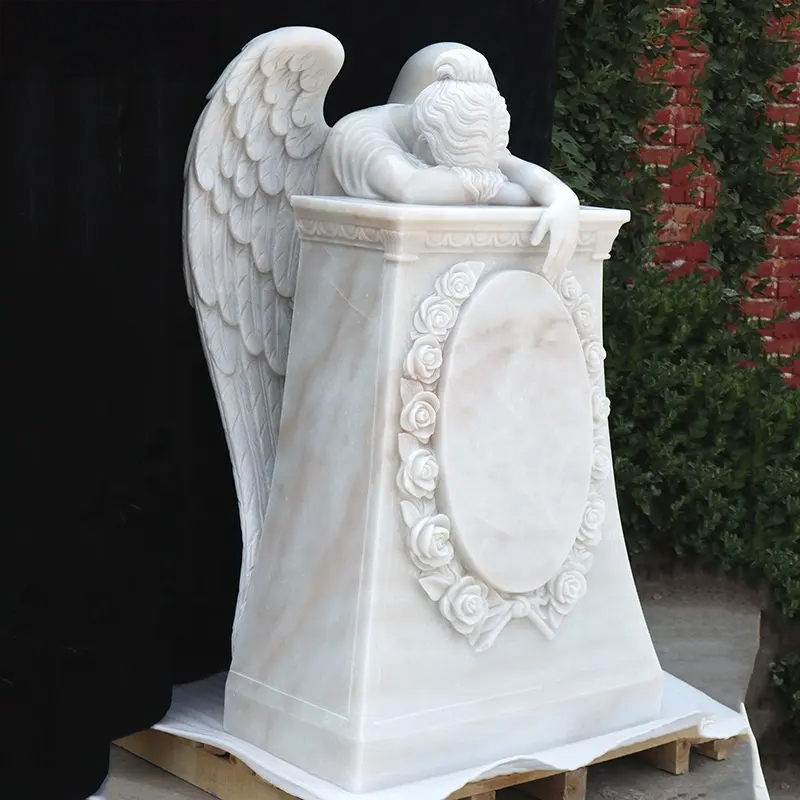 Angel of Grief Statue for Sale showing angel buried in her arms