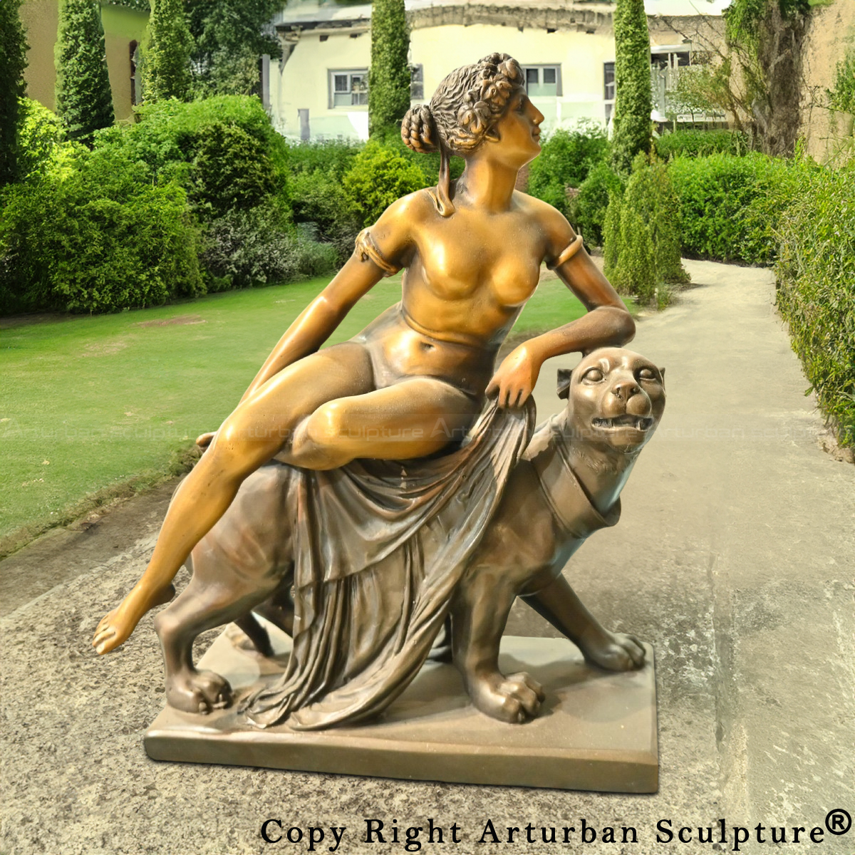 Ariadne on the Panther bronze Statue replica after Adolf von Hildebrand