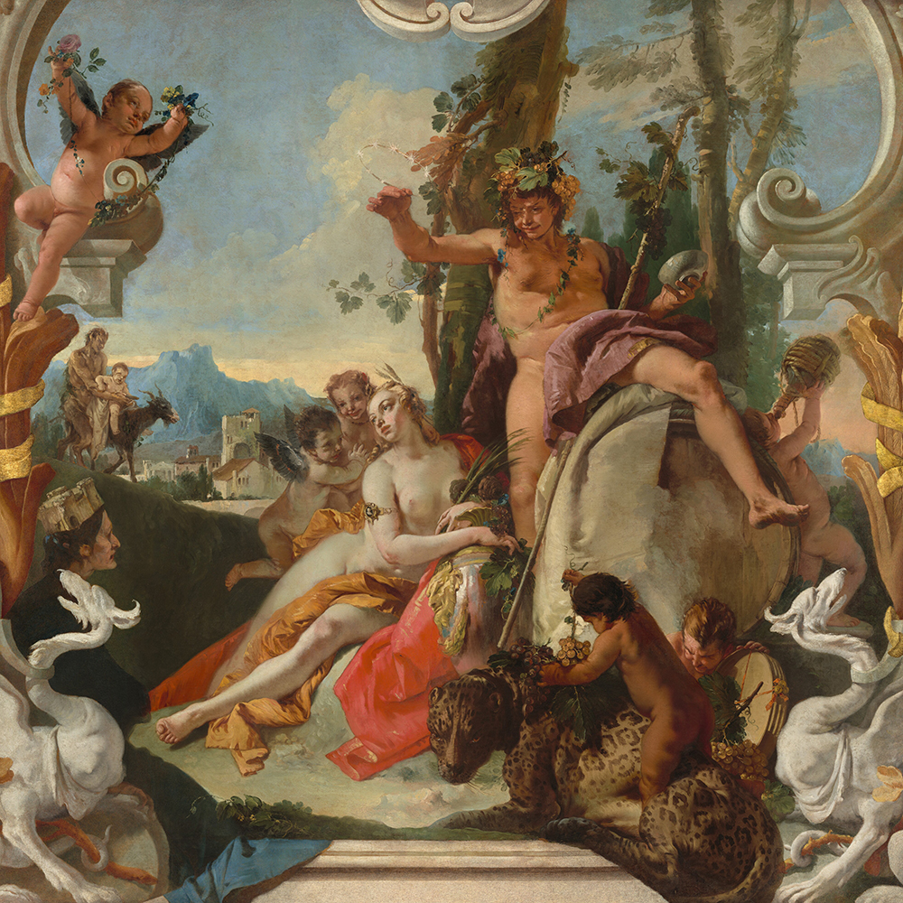 Bacchus (Dionysus) approaching Ariadne, with cherubs and a panther at their feet