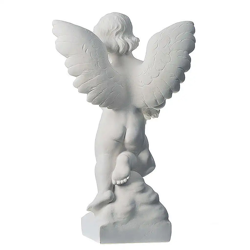 Back view of Cherub Angel Statues Garden showing the detailed wings
