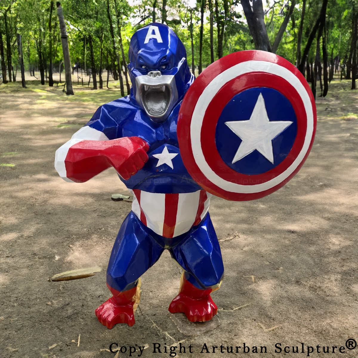 Captain Kong Statue combining Captain America with king kong