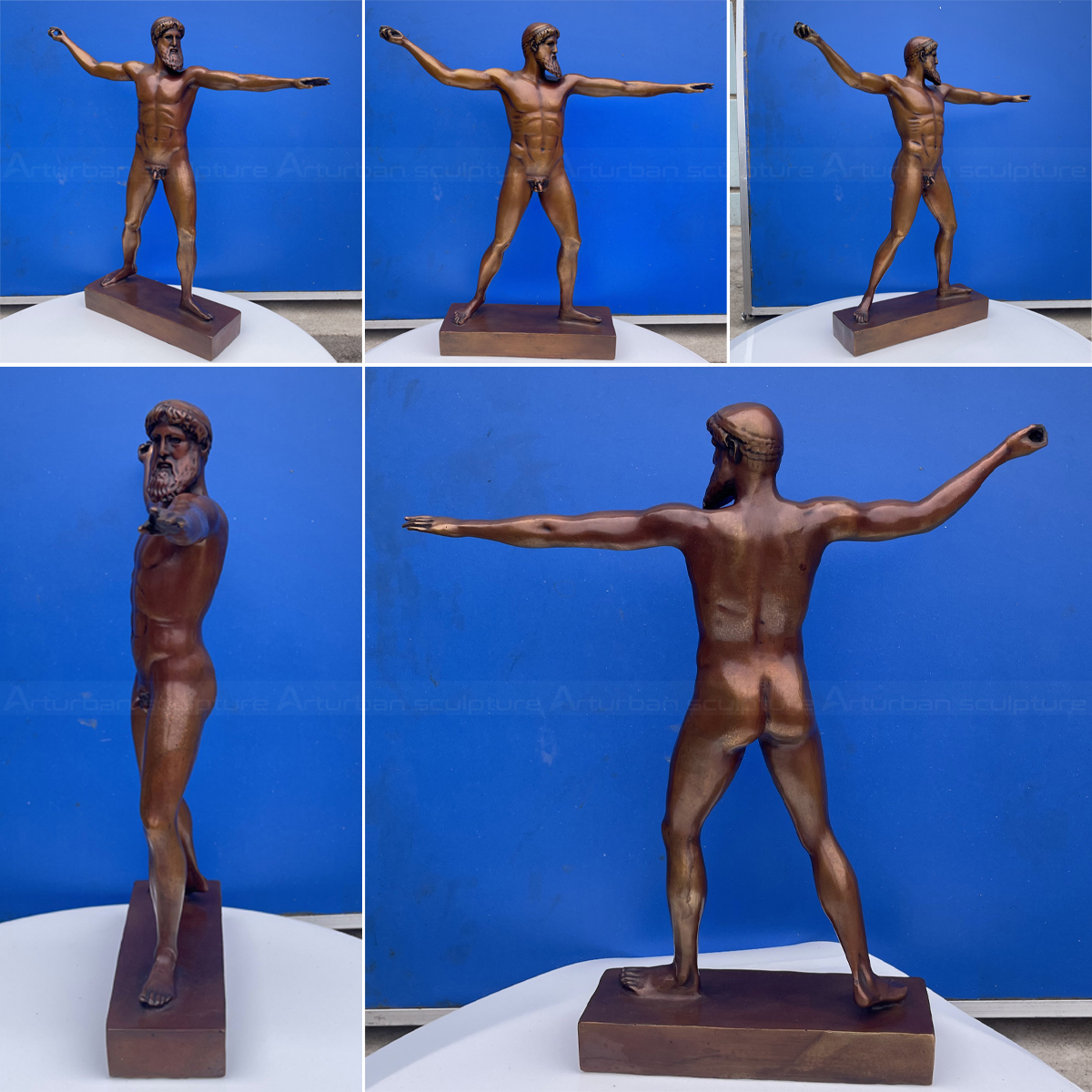 Collage of Artemision Bronze Sculpture in different views