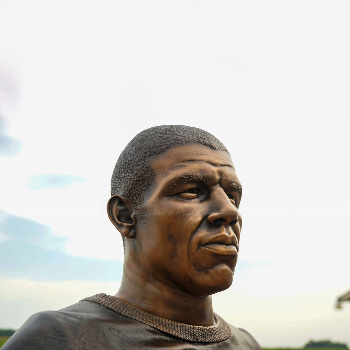 Detailed view of Duke Slater's face Statue