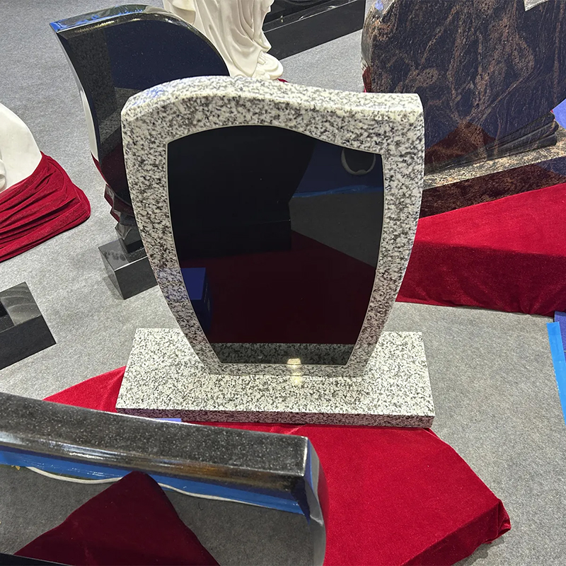Granite Headstones for Sale showcasing a dark reflective central section