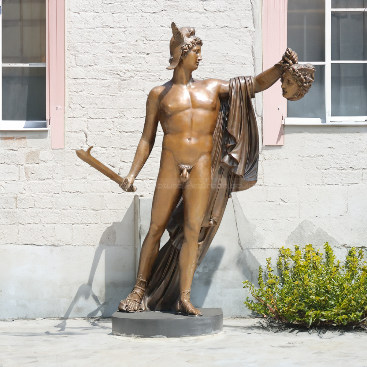 Greek Male Nude Statues showing Perseus raising Medusa’s head in victory and holding a sword