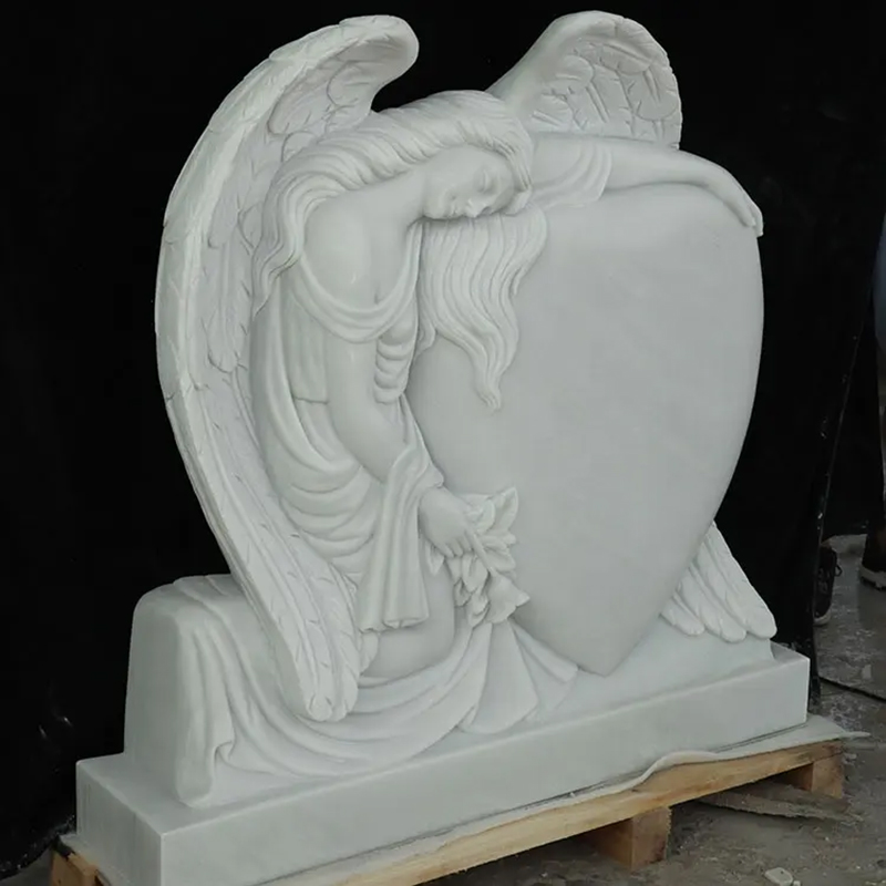 Heart Headstone with Angel resting on