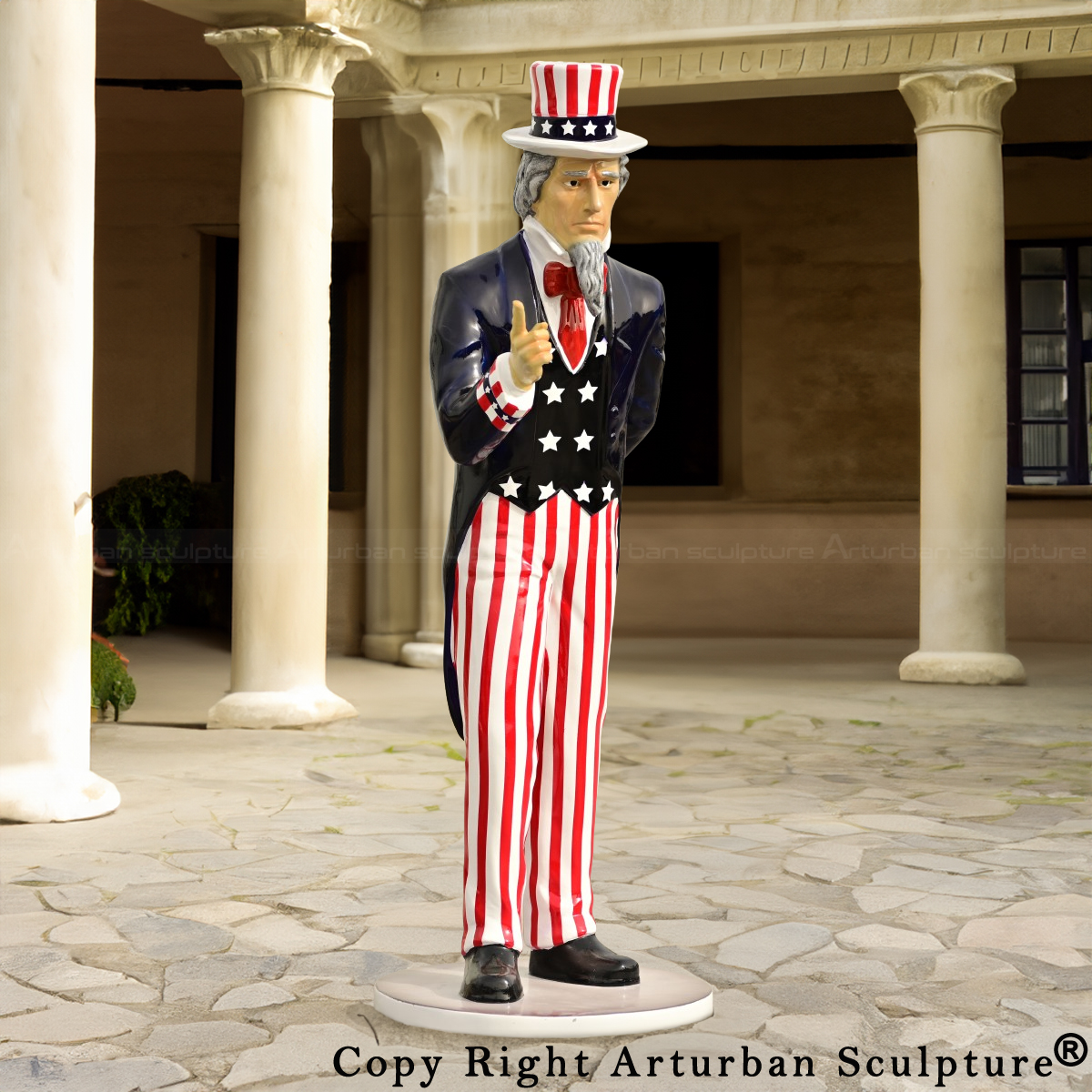 Life Size Uncle Sam Statue with pointing index finger