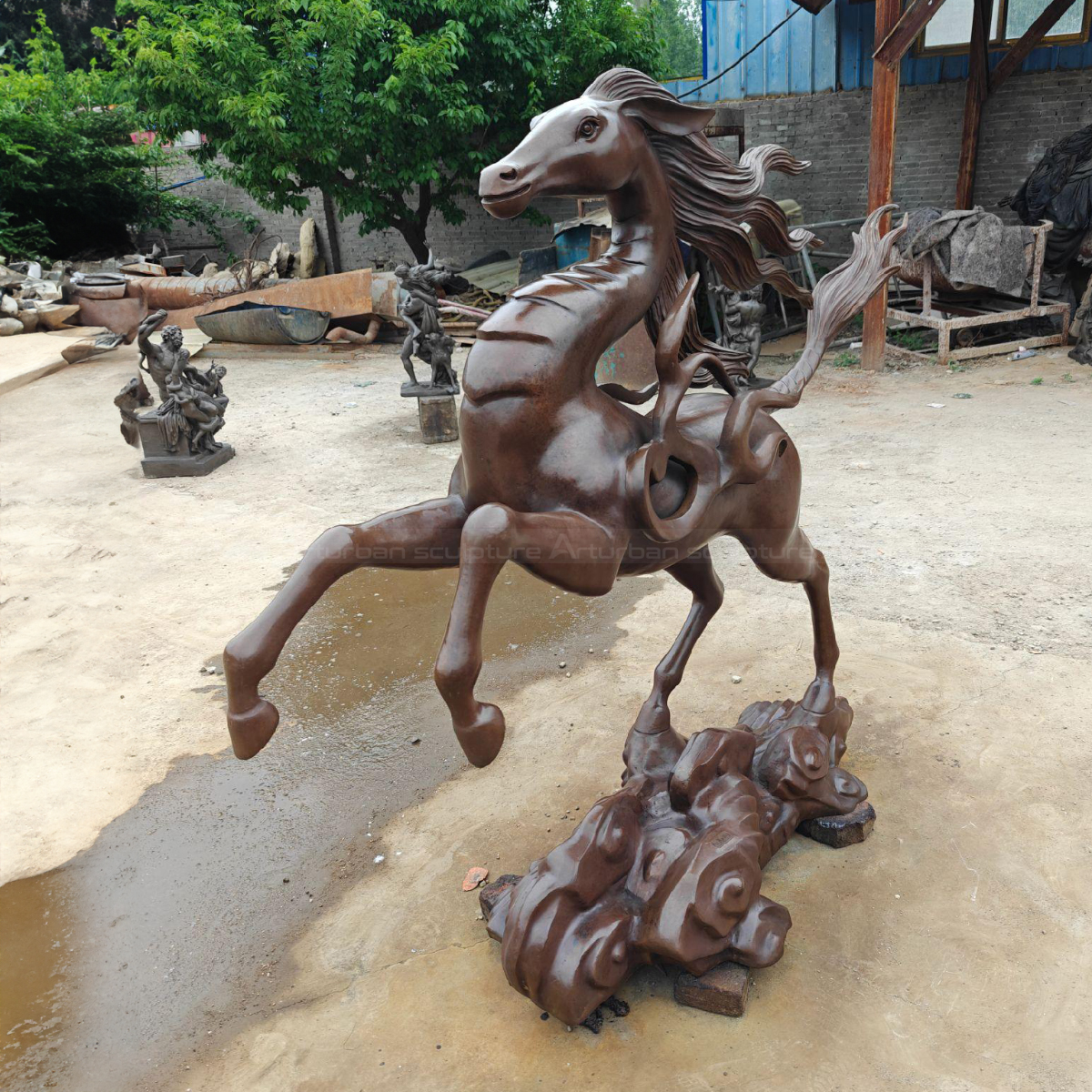 Mythical Creatures Sculptures featuring horse body and dragon-inspired neck and tail