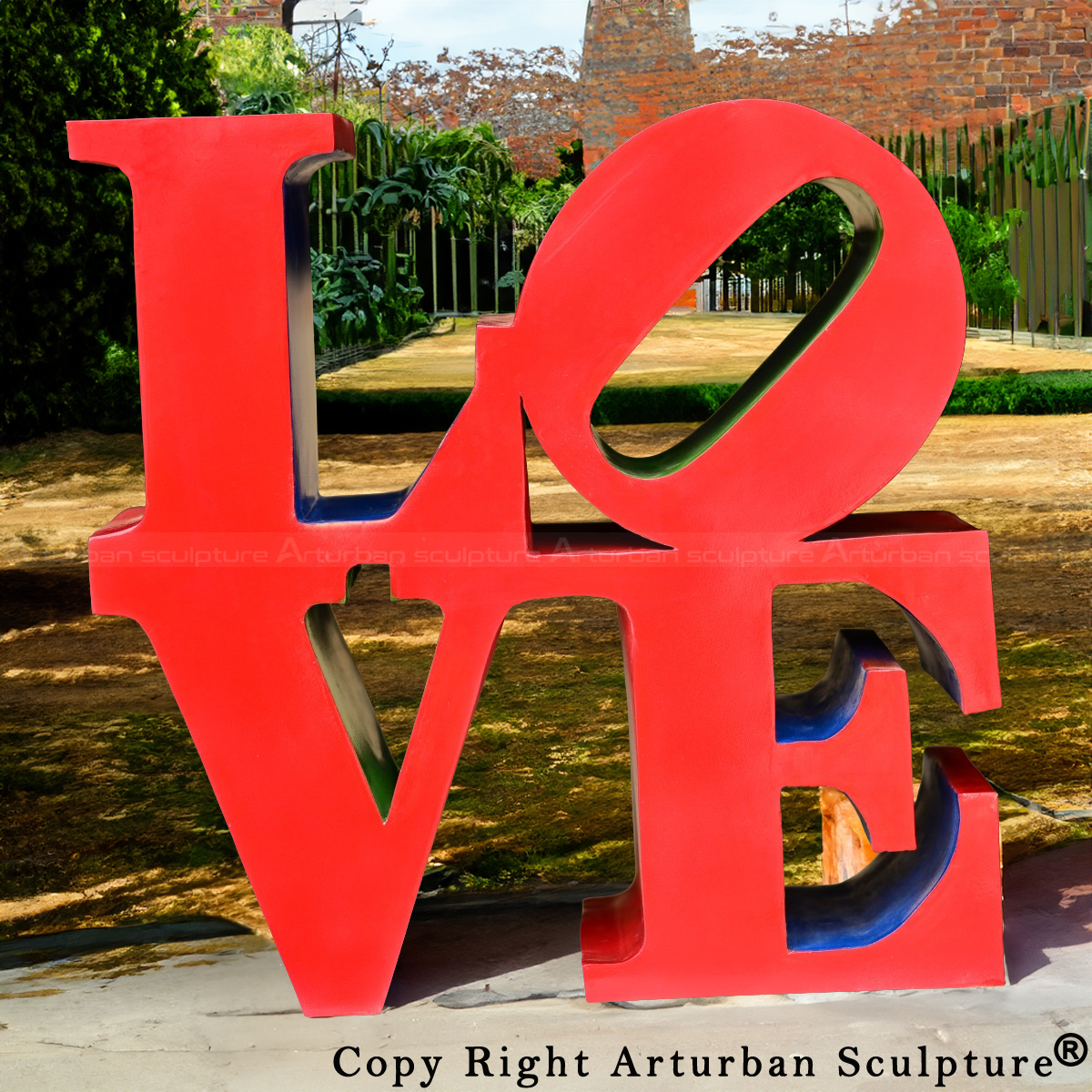 Robert Indiana Art Sculpture with a tilted 'O'