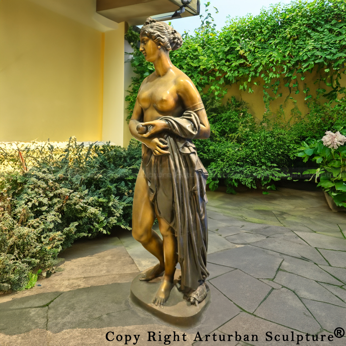 Roman Sculpture of Venus holding an apple and a piece of cloth